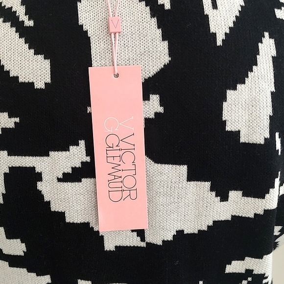 New Soft Wool Blend Sweater Dress Victor Glemaud Short Sleeve Abstract Print M - Picture 10 of 14